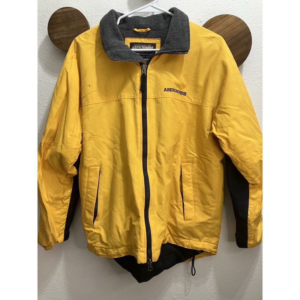 Abercrombie&Fitch Mens Yellow‎ Fleece Lined Jacket Size Small Rare 1990s *Flaw
